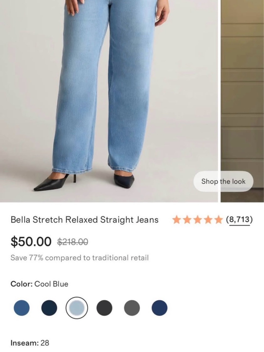 Bella Stretch Relaxed Straight Jeans - Cool Blue 30 short